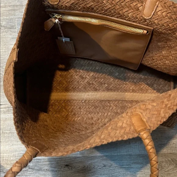 Madewell Woven Leather tote large brown transport bag NEW! - Picture 5 of 11